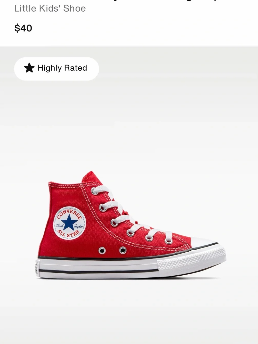 Converse Little Kids' High Top Sneakers in Red and White